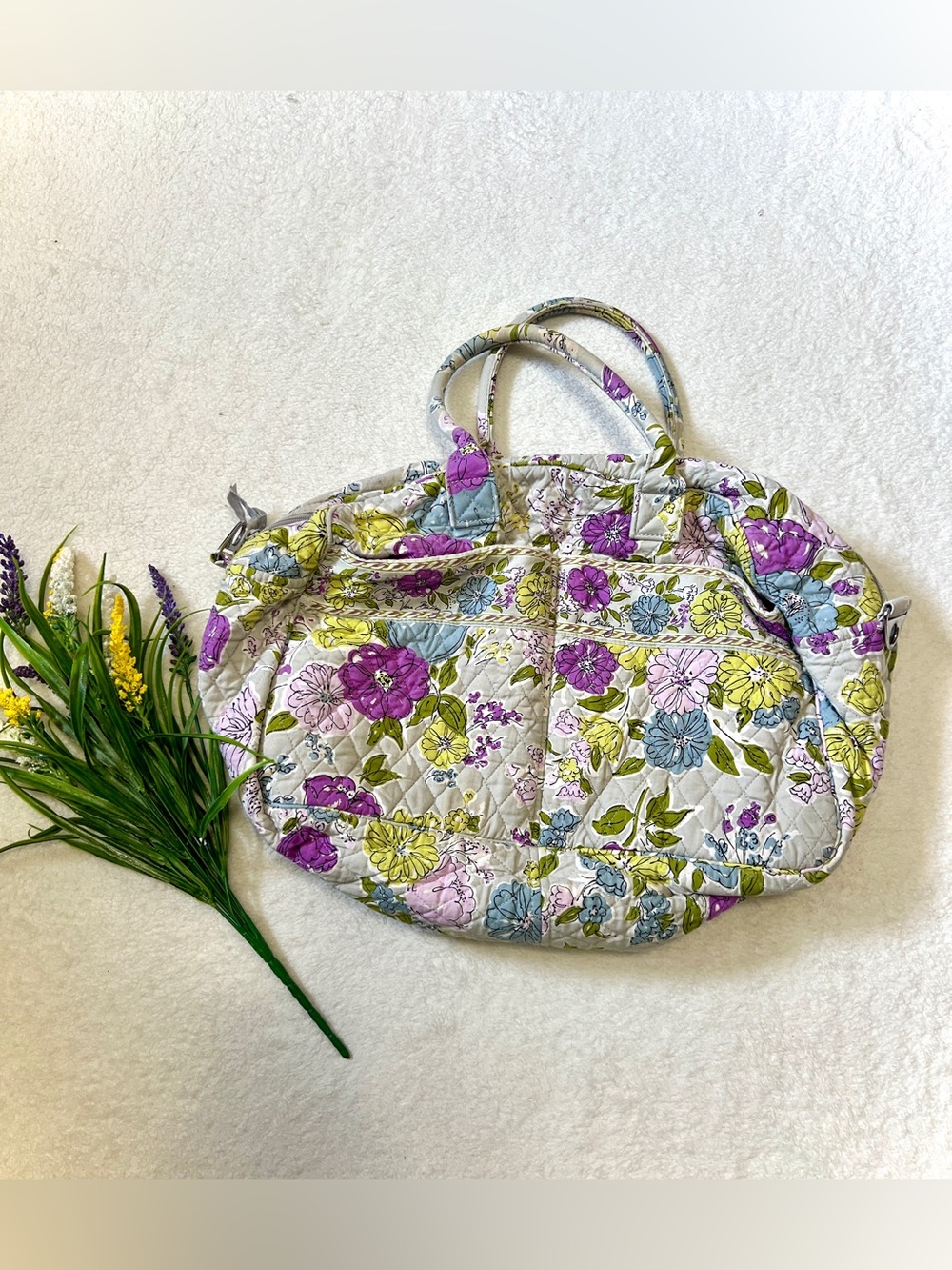 Vera Bradley Quilted Floral Watercolor Duffle Bag